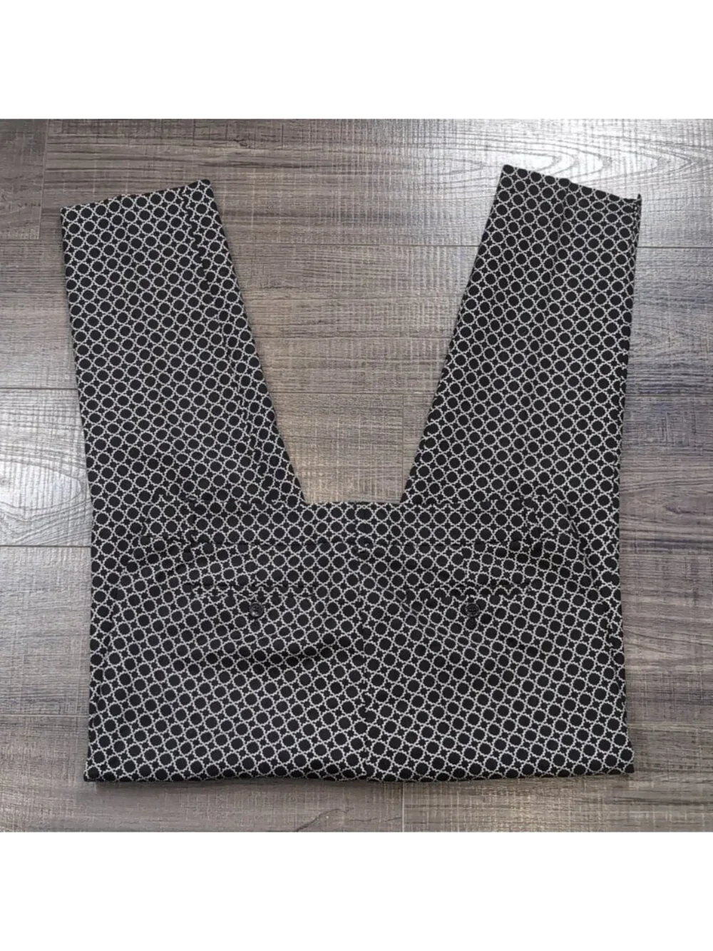 💠 Dalia Capri Trousers Womens Size 10 Black White Geometric Print Pants